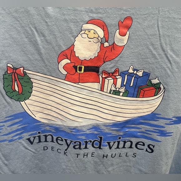 Vineyard Vines Light‎ Blue Long Sleeve Tee- XXL, Mens, Deck the Hulls - Picture 5 of 5